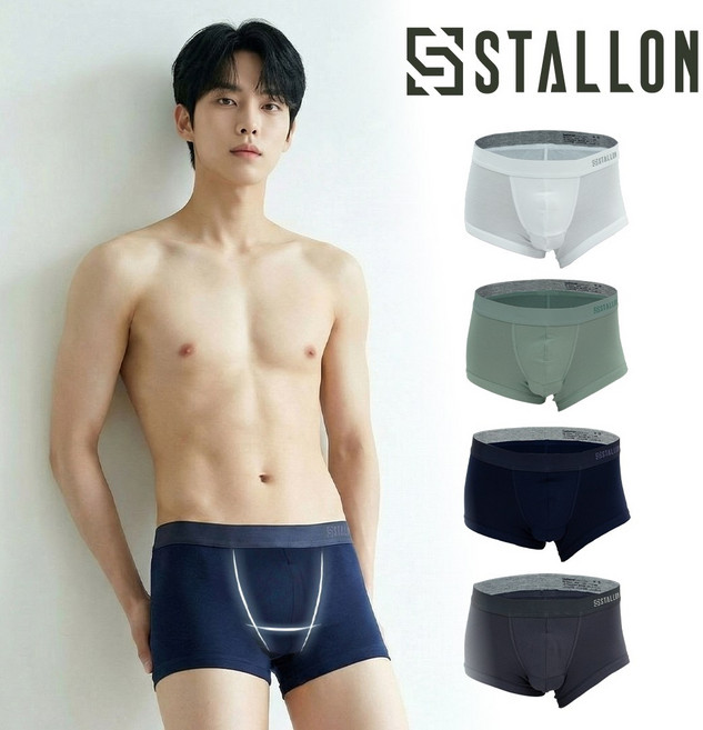 라쉬반 실속형 스텔론 H분리 나무소재 남성팬티 4종세트B