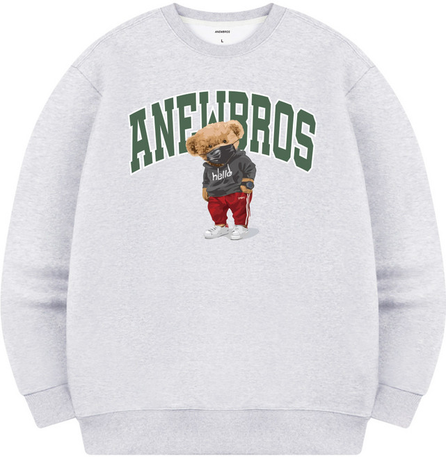 서프런던 마스크베어리 오버핏 빅사이즈 기모 맨투맨 ZAMD_0001