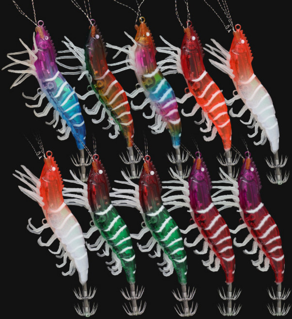 쿠미 줄초상 10종 리얼 새우 에기 세트 쉬림프 루어 갑오징어 한치 쭈꾸미, 10세트, 7.2g, 전체색상(혼합)