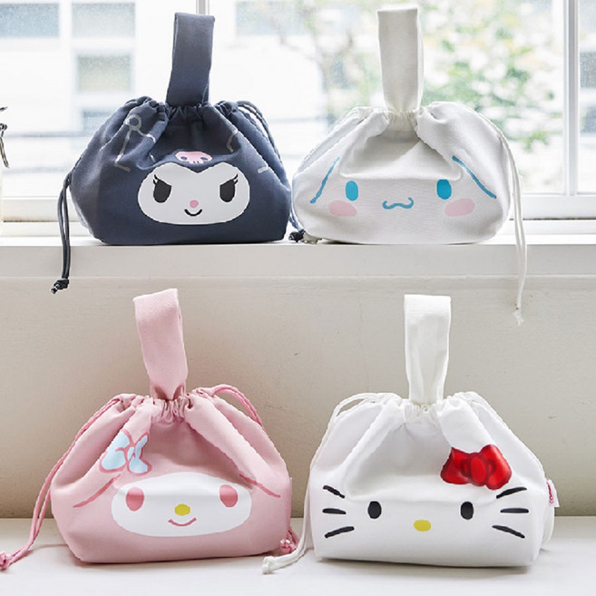 산리오 캐릭터 도시락 보온 보냉 런치 토트백 가방, 헬로키티, 1개