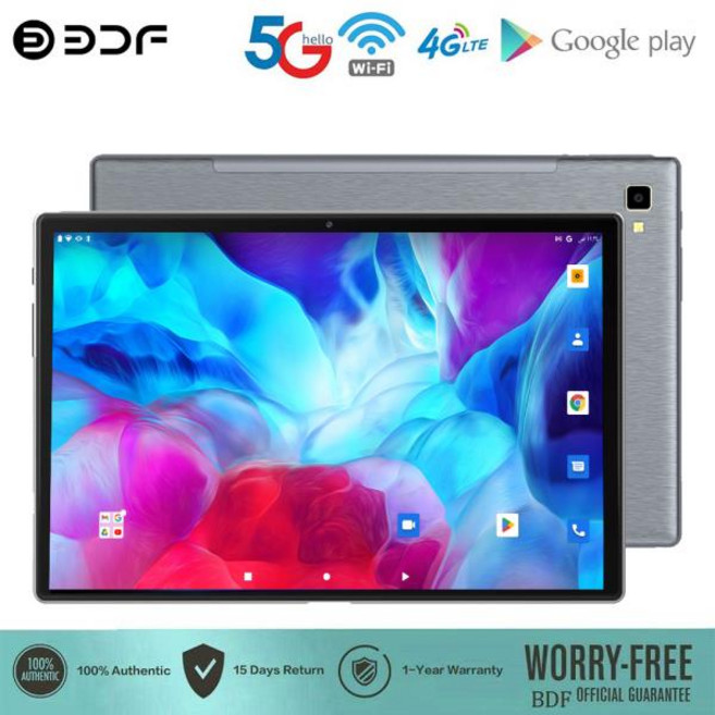 BDF 새로운 5G 패드 10.1 인치 안드로이드 태블릿 옥타 코어 8GB RAM 128GB ROM 4G LTE 5G WiFi 태블릿 Pc, 01 Standard and cases, 01 Silver gray
