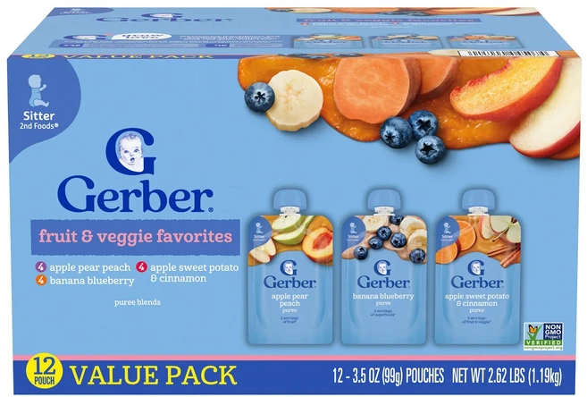 거버 페이보릿 프루트 & 베지 파우치 어린이스무디 99g, 12개입