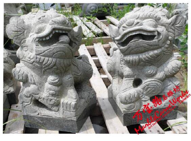 萬寶路石雕坊 石獅擺件 廟宇風格 一對, 仿古小石獅(1對)