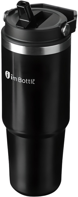 이와이엔 스트로우 보온 보냉 텀블러, 블랙, 900ml, 1개