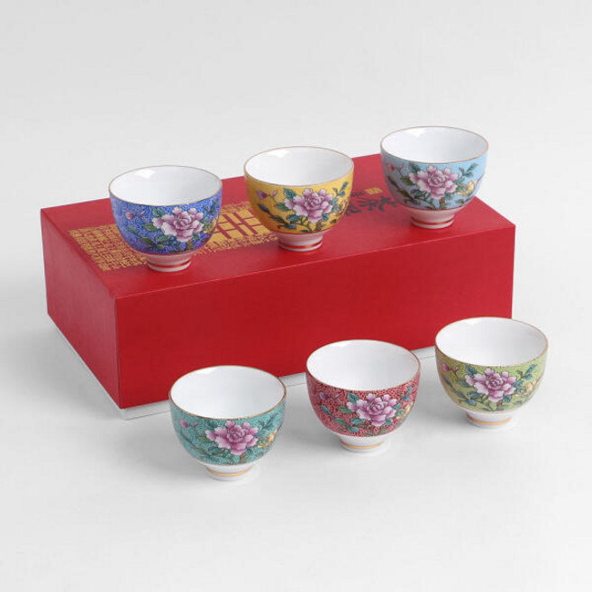 아트박스/위드마켓 레트로 플라워 다기 찻잔 6p세트(80ml/작약), 단품, free