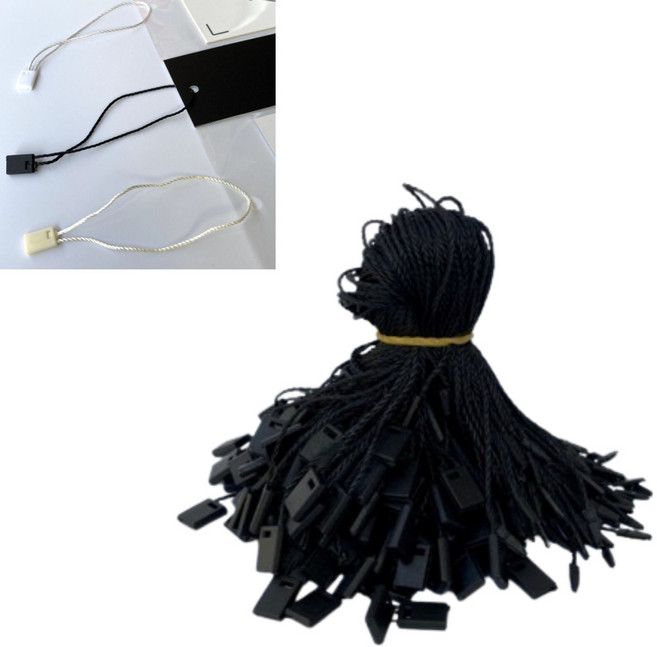 더쏠 의류 행택고리 사각 라벨택 택끈 1000개, 1세트, 블랙