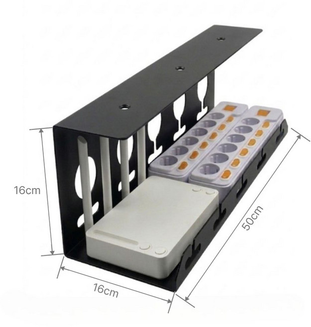 핫몰 무타공 컴퓨터 책상 전선정리 멀티탭 선반 거치대, 블랙, 1개