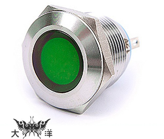 CMP 19mm 不鏽鋼金屬平面指示燈, 1個, DC24V 白色, DC24V 白色
