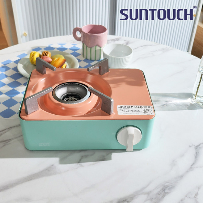 썬터치 블럭버너 미니 내맘대로 휴대용 가스렌지, 피치 + 민트, 1개