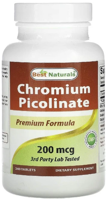 피콜린산크로뮴 200mcg 240정 베스트내추럴스, 1개, 240개 - 쿠팡