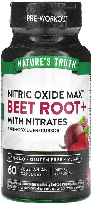 Nature's Truth 산화질소 비트 뿌리+ 질산염 함유 60 베지캡슐, 6개, 60정 - 쿠팡