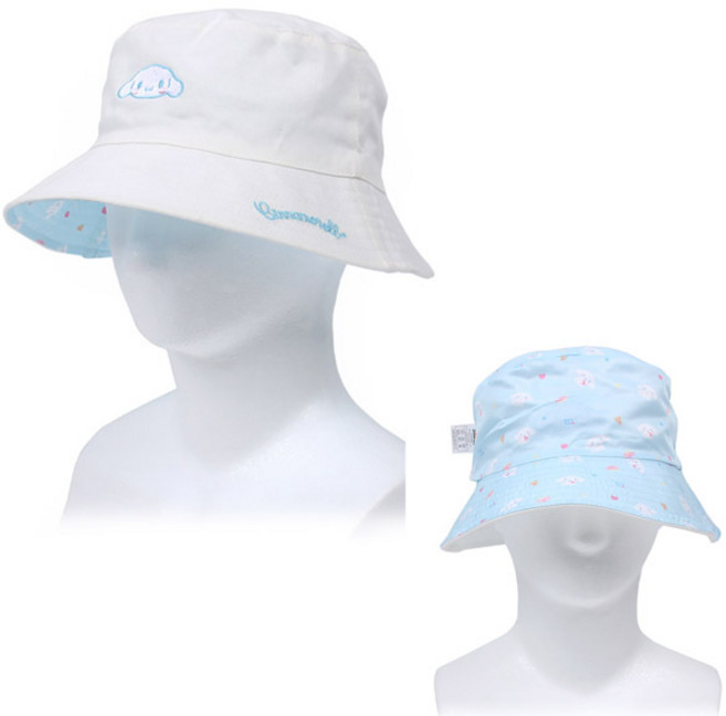 시나모롤 양면패턴 로고 리버시블 버킷햇 벙거지 모자