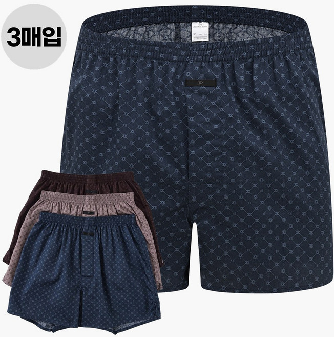 제임스딘 남자 고급 80수 주자직트렁크 순면 팬티 소변구 사각팬티 3매 세트 속옷 선물