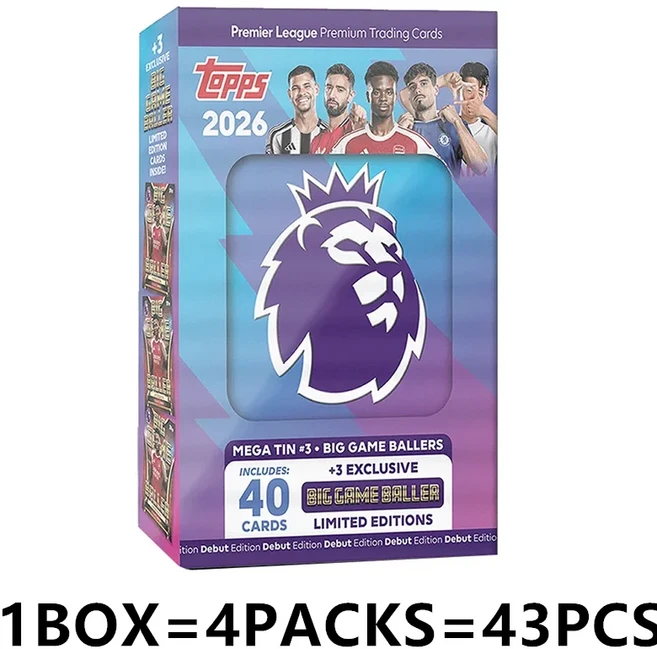2026 시즌 탑스 프리미어 리그 데뷔 에디션 메가 틴 슈퍼 아이언 축구 카드 수집용 휴일 선물 장난감, 01 Mega Tin 3