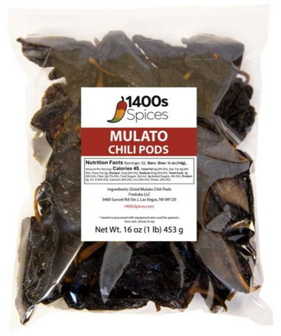 말린 건조 1400S SPICES 멀라토 칠레 완전히 익은 포블라노 고추 요리용 칠리 페퍼 1400년대 향신료, 1파운드 (1개들어있는팩)