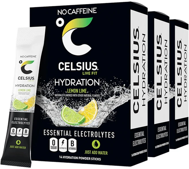 셀시어스 라이브 핏 하이드레이션 전해질 비타민 분말 무카페인 레몬 라임 14개입 3개 - 쿠팡