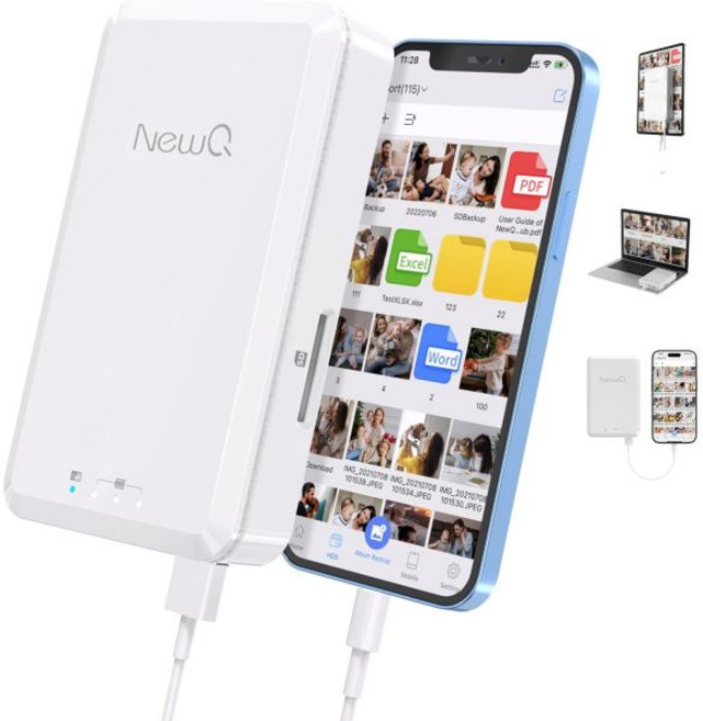 NEWQ 휴대용 하드 드라이브 for 폰 컴퓨터: 2TB 사진 스틱 포터블 저장 장치 외장 HDD USB 플래시 iPhone & iPad & Android 휴대폰 백업 사진 |