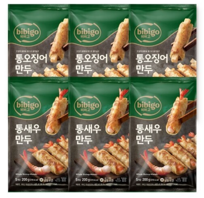 비비고 통새우만두 + 비비고 통오징어만두, 3개, 200g