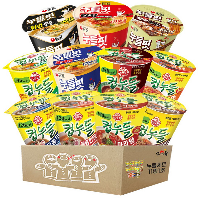 오뚜기 컵누들 농심 누들핏 저칼로리 컵라면 11종 세트, 1박스