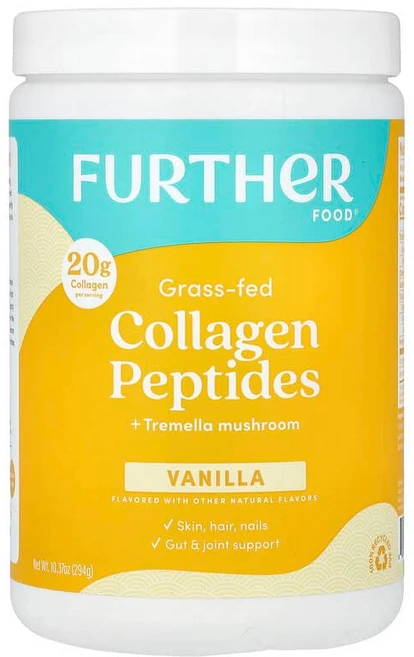 Further Food 목초 사육 콜라겐 펩타이드 + 흰목이버섯 바닐라 294g(10.37oz) FUF-24966, 294g - 쿠팡
