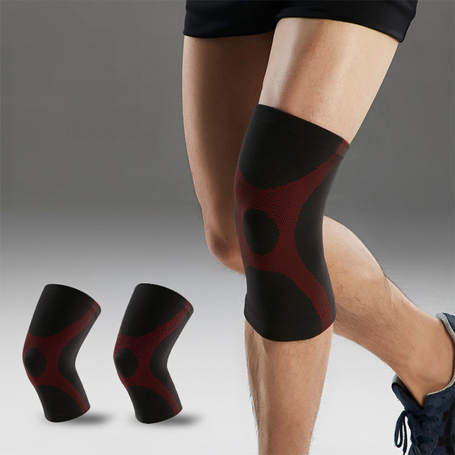 댓츠댓 고탄력 메쉬 무릎 관절 보호대, 레드블랙, 2개