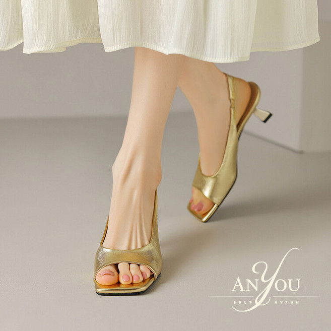 ANYOU 여자 여름샌들 슬링백구두 여성용 스틸레토 하이힐 샌들 슬링백 5.5cm