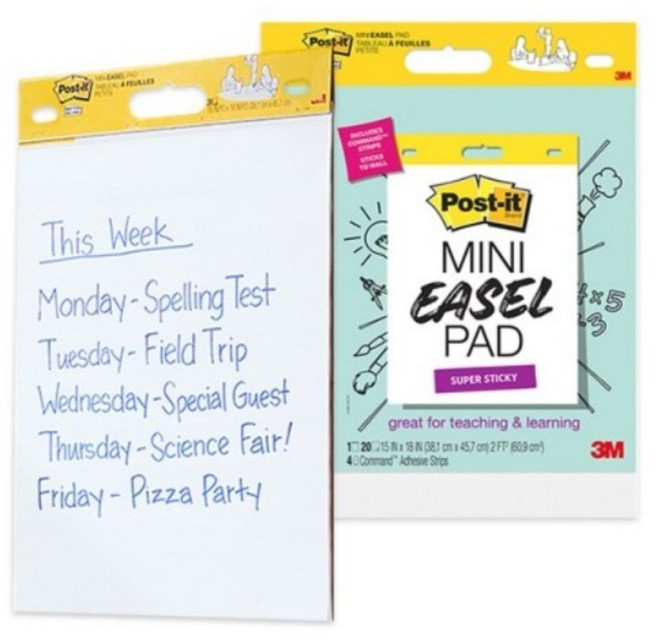 포스트잇 미니 무지 이젤 패드 577, 흰, 20매, 4개