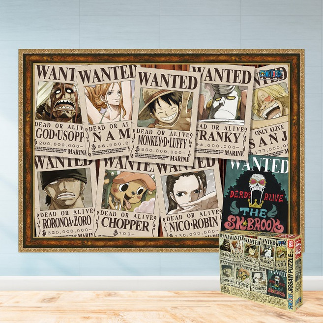 모두의취미 New 현상수배 1000피스 원피스 직소퍼즐, 1개, 액자세트(엔틱골드)