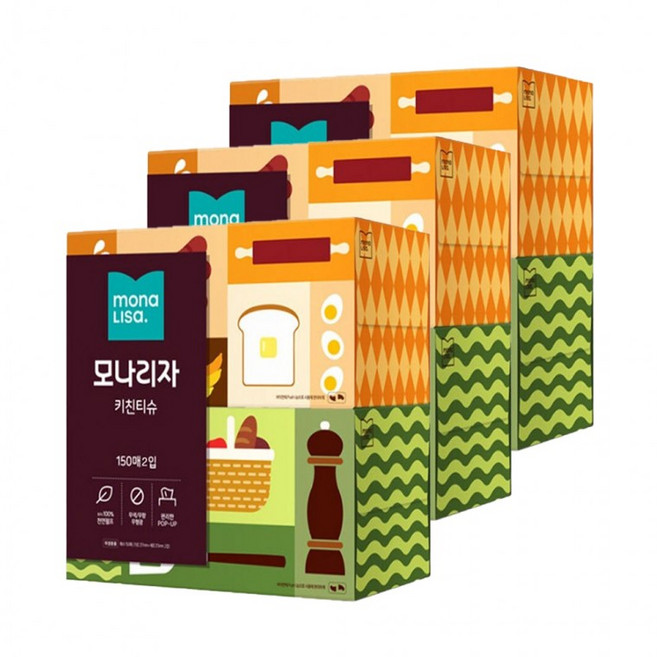모나리자 뽑아쓰는 키친타올 150매 2입 3팩, 1개
