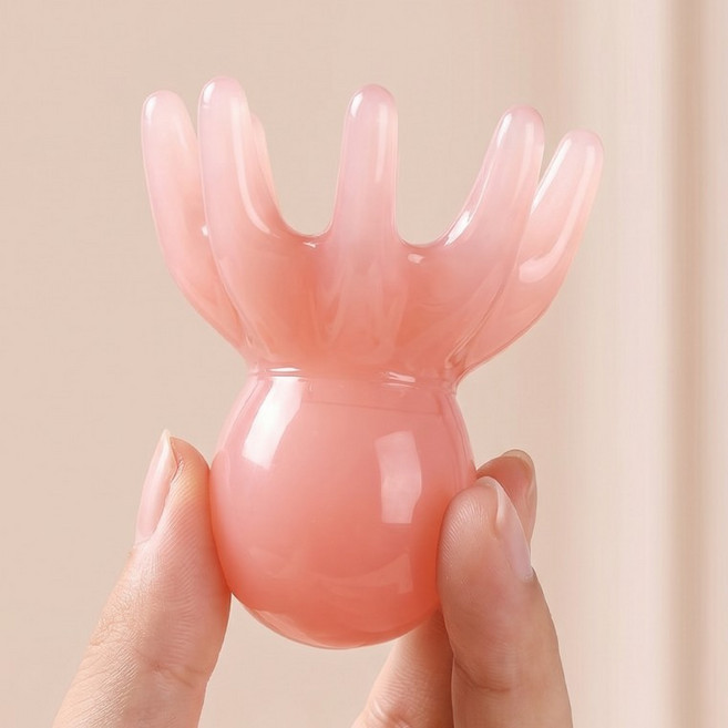 문어 마시지기 빗 목 어깨 머리 헤어 괄사 지압 안마기, 문어괄사안마기-베이지, 1개