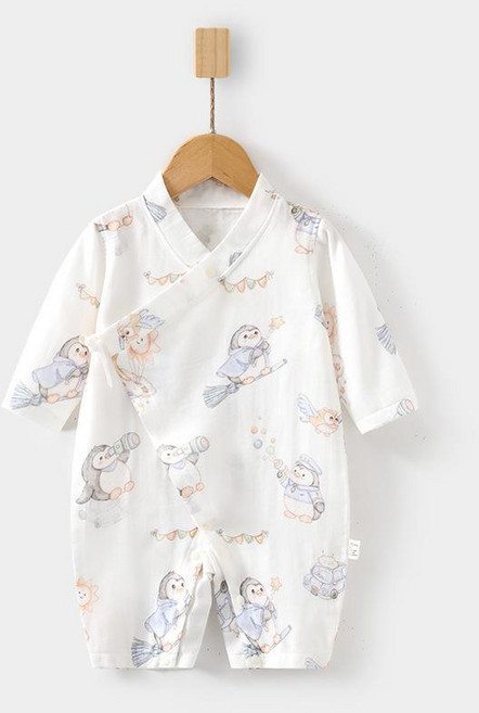 嬰兒紗布連體衣 竹纖維長袖和服