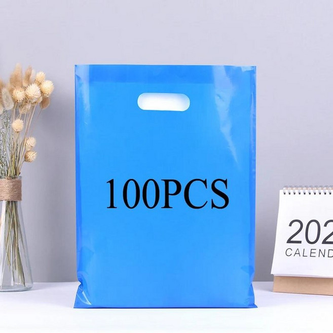 50/100pcs 선물 쇼핑을위한 맞춤형 비닐 봉투 폴리 팩 가방 로고 비즈니스 핸들 (인쇄 수수료는 포함되어