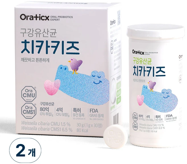 오라틱스 치카키즈 어린이 구강유산균, 30정, 2개 - 쿠팡