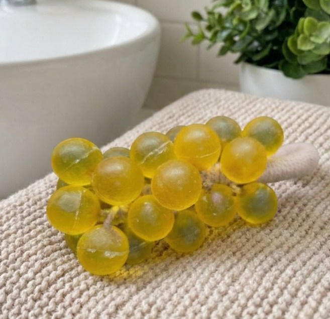 틱톡 상품 실물 같은 크리스탈 포도 모양 수제 DIY 아로마테라피 비누, 노란색 25개알 입 - 레몬향, 1개