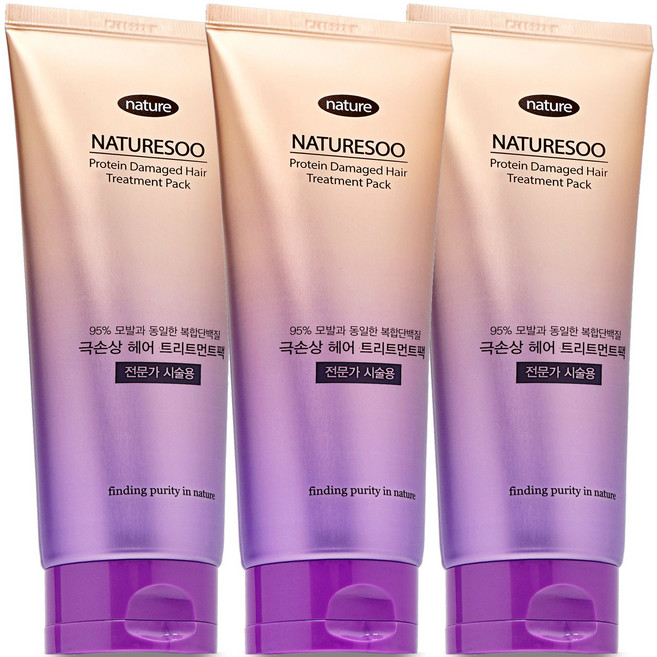 네이처수 전문가용 극손상 단백질 트리트먼트 헤어팩, 200ml, 3개