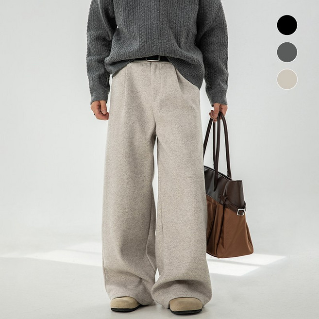 HANYO 캐주얼 빅사이즈 정장 모직 기모 바지 긴바지 와이드 팬츠