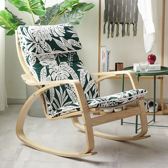 꽃무늬 흔들의자 실내 1인용 스윙체어 편한 휴식 안락, 1개