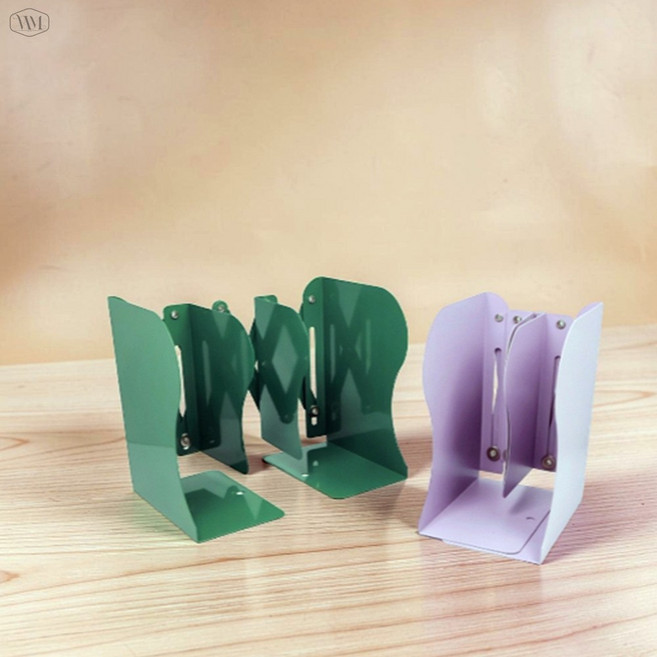 길이조절 책꽂이 튼튼한 철제 북엔드 자바라 책 분리칸 책상용, 퍼플