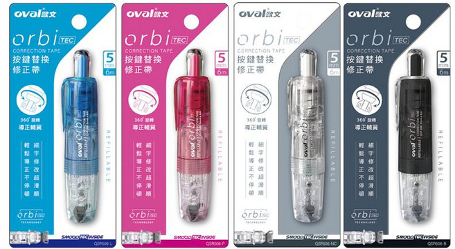 歐文OVAL QSR-506 按鍵替換修正帶 滑順好用 替換帶芯超方便, 黑ABTLB, 1個