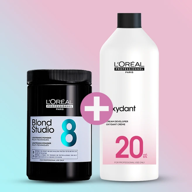 로레알 블론드 스튜디오 8 탈색약 500g + 로레알 옥시던트 6% 산화제 1000ml, 1개, 1L - 쿠팡