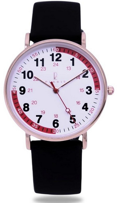 Plaris 전문가 간호사 의사 학생 시계 읽기 쉬운 다이얼 밀리터리 타임 초침 수술복에 맞는 다양한 색상 실버블랙 실리콘 나이팅게일 컬렉션 [호환]