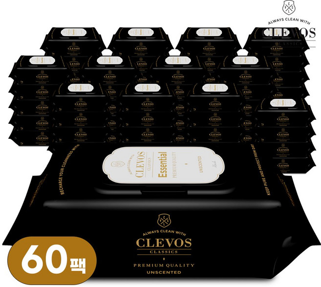 [클레보스] 에센셜 아기 물티슈 캡형 (65평량) 74매 X 10팩, 70매, 60개