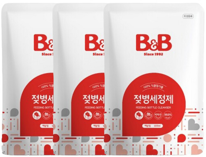 비앤비 젖병세정제 액상형 리필 500mlX3팩, 500ml, 3개