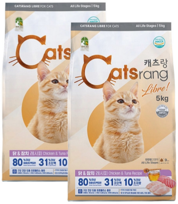 캐츠랑 리브레5kg X 2개 전연령 고양이사료 고양이밥, 닭+참치, 5kg