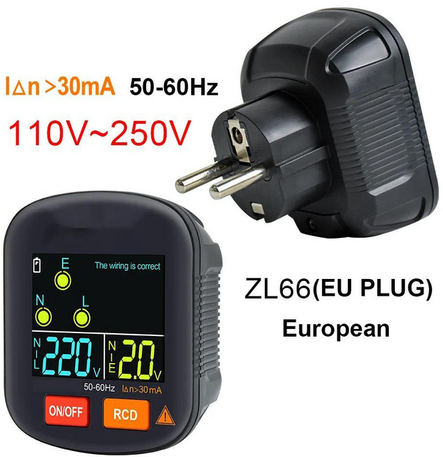 디지털 디스플레이 스마트 소켓 테스터 콘센트 검사기 전압 감지기 플러그 접지 라인, 1개