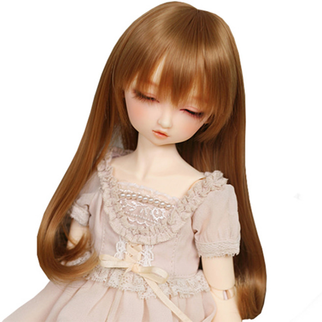 구체관절인형 가발 긴머리 스트레이트 7-8인치 42cm급용 MSD 도리스돌30, 브라운 (가발만,인형미포함)