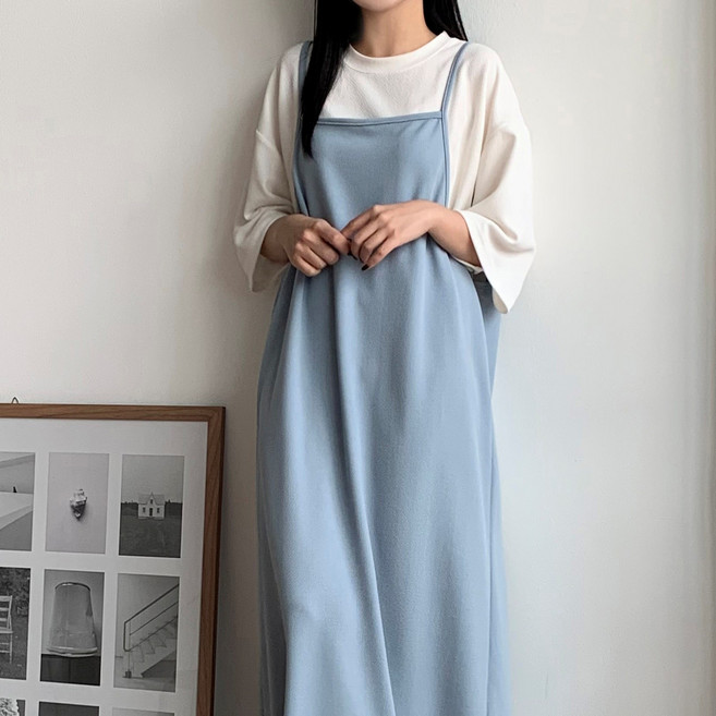 더한땀 빅사이즈 반팔 레이어드 세트 원피스 임산부 임부복