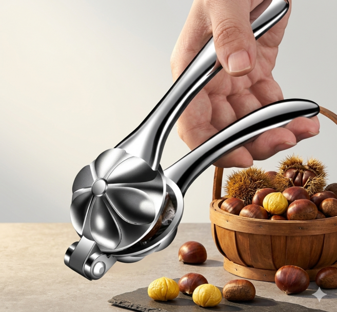 밤까기 군밤 까는 도구 밤칼집가위 십자칼, 1개, 은색 고급형