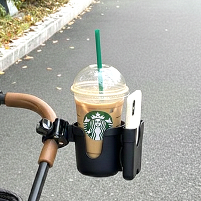 야오템 강력고정 핸드폰 유모차 컵홀더 2구, 1개, 블랙