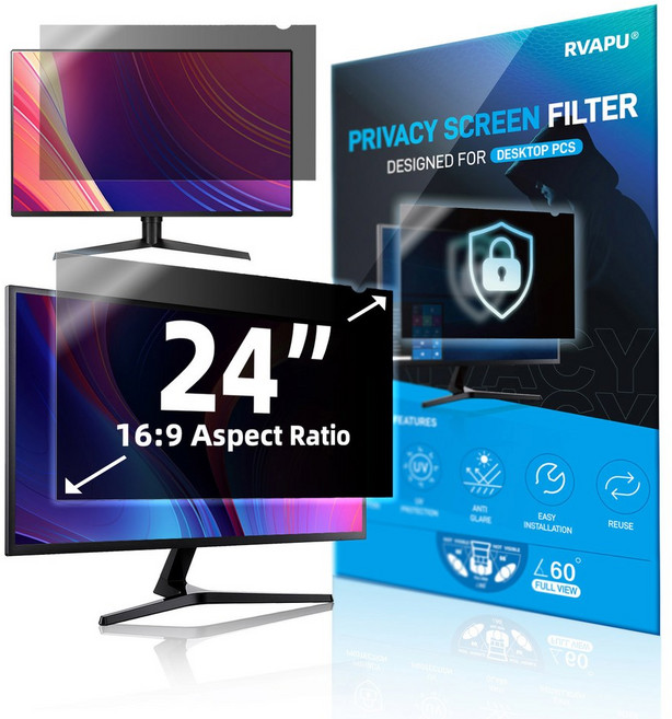 컴퓨터용 24인치16 와이드스크린 스파이 PC 정보 스크래치 보호 화면 필터 모니터 방지 필름 탈착식 눈부심, 24 inch-532x299mm, 1개, 24 inch 532x299mm